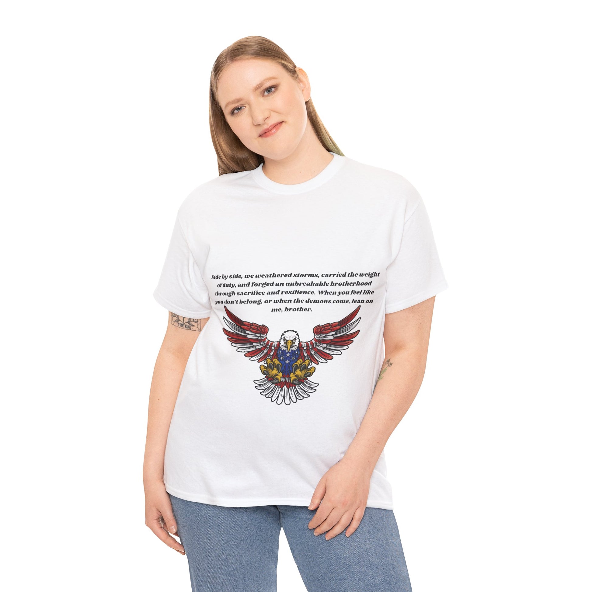 Patriotic Eagle Heavy Cotton Tee - Honoring our Soldiers T-Shirt4
