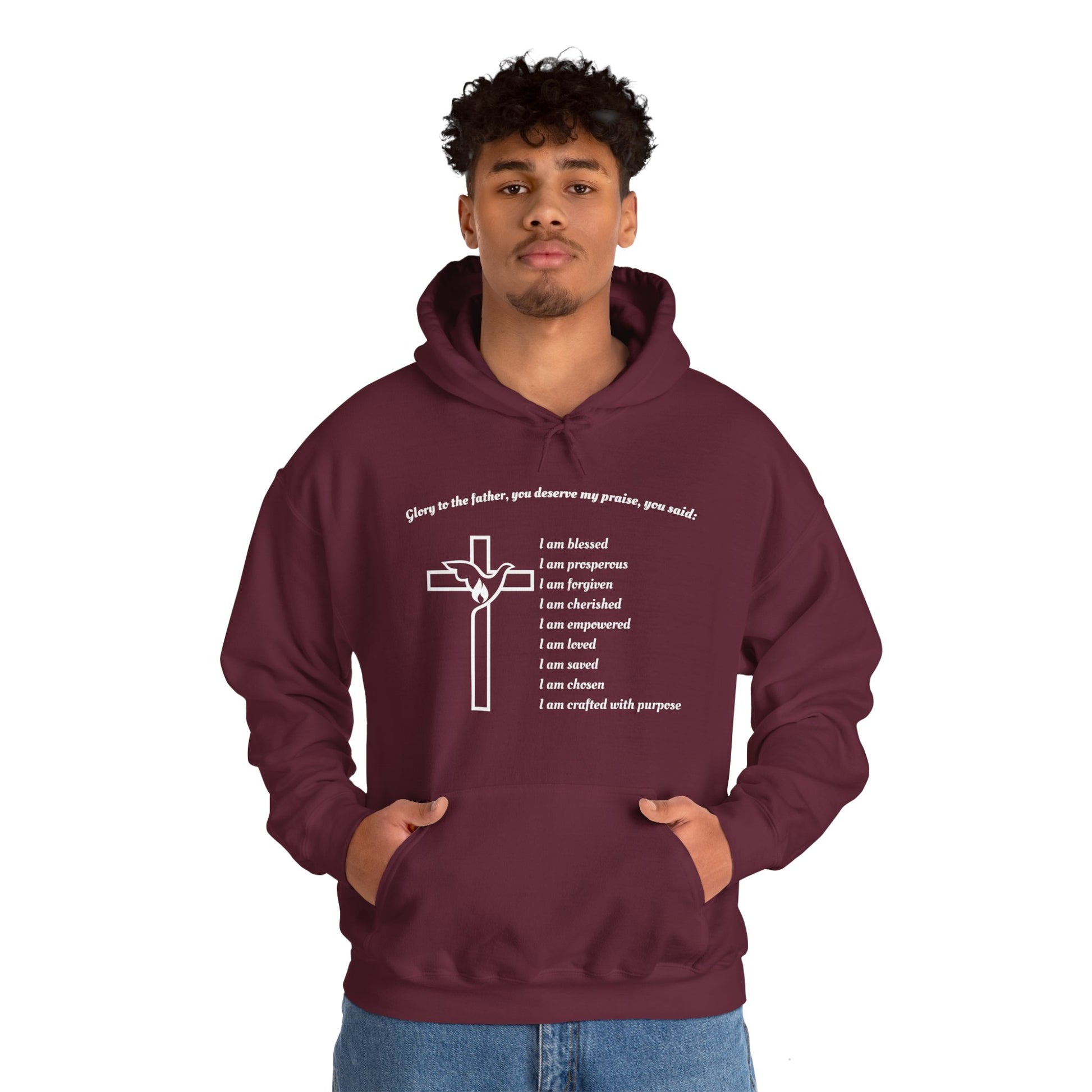 I am Glory to the Father Hooded Sweatshirt Unisex Cozy Heavy Blend21
