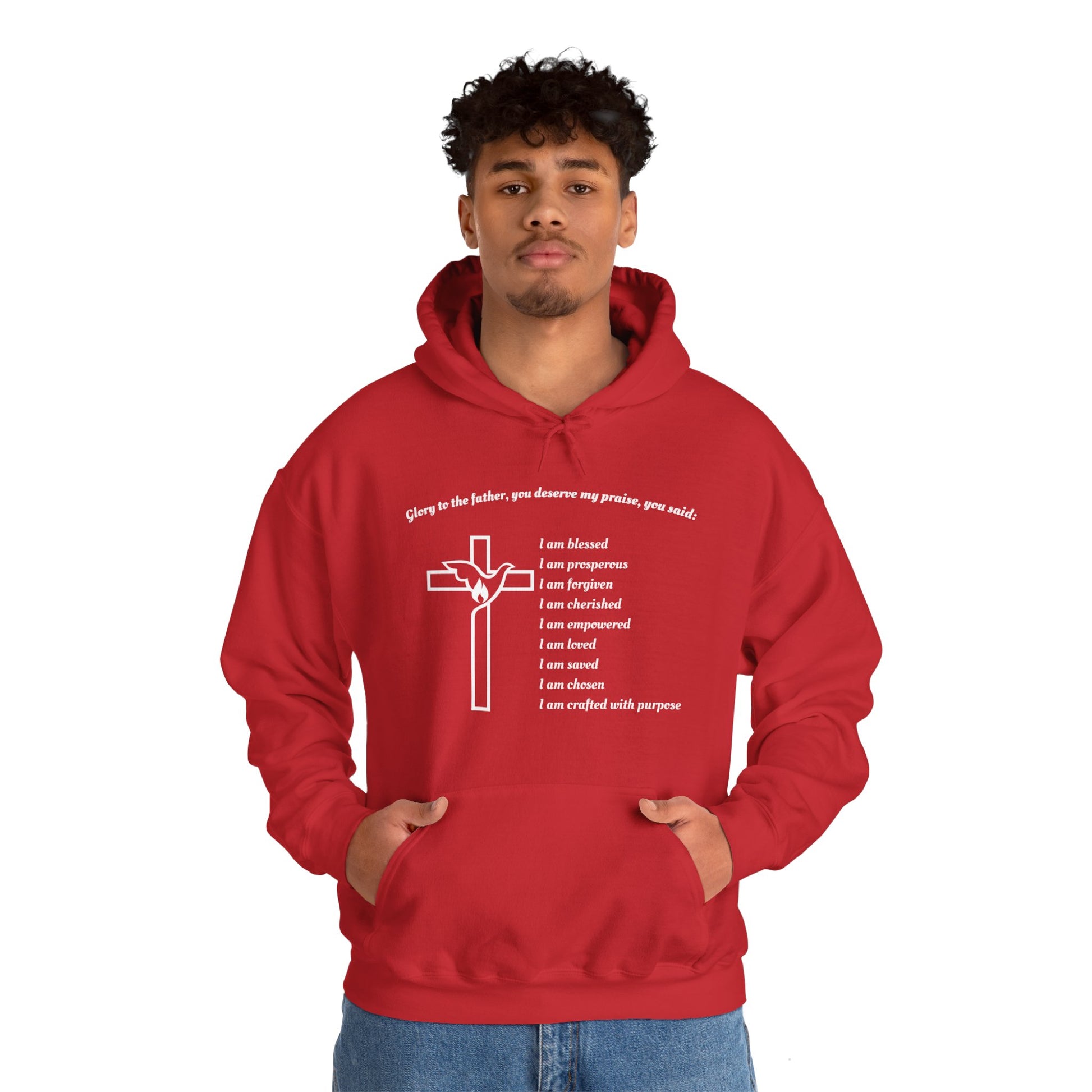 I am Glory to the Father Hooded Sweatshirt Unisex Cozy Heavy Blend14