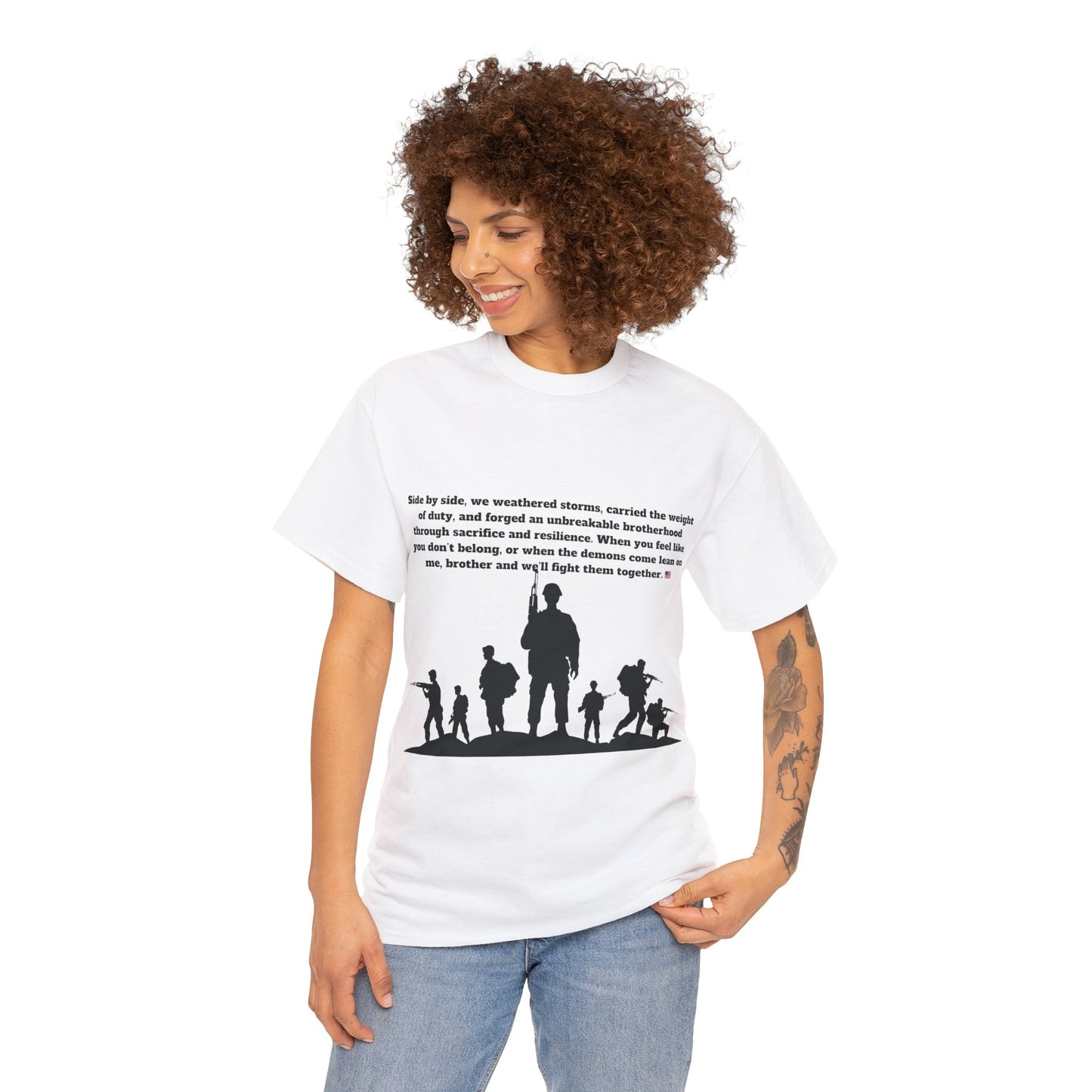 Unisex cotton tee with 'Honoring All Who Served' print for veterans tribute31