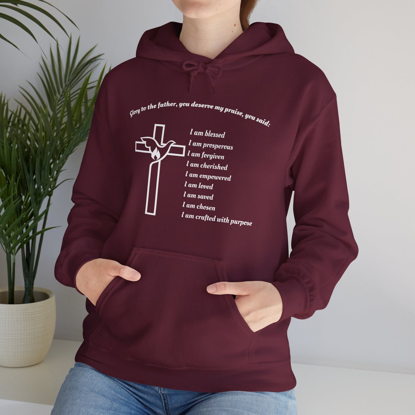 I am Glory to the Father Hooded Sweatshirt Unisex Cozy Heavy Blend5