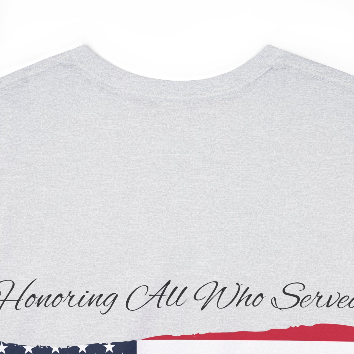 Unisex cotton tee with 'Honoring All Who Served' print for veterans tribute12