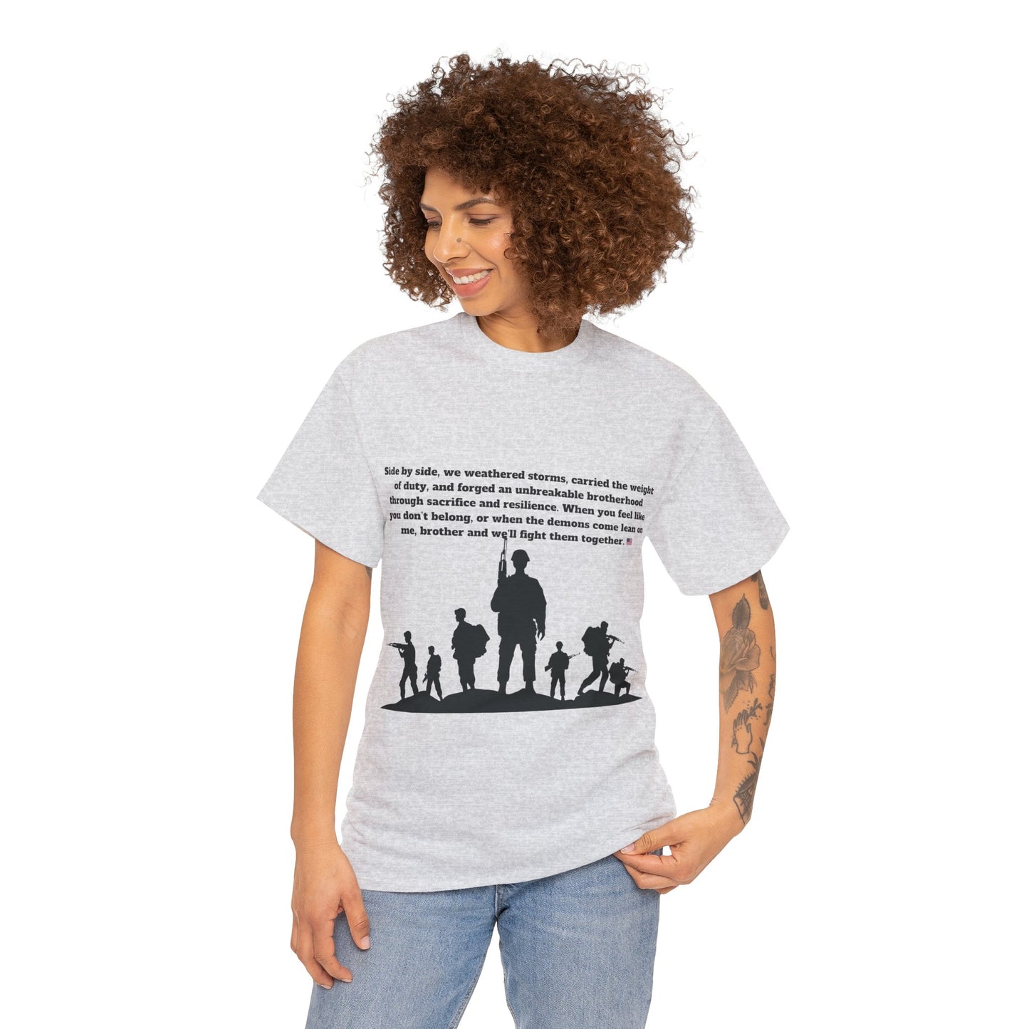 Unisex cotton tee with 'Honoring All Who Served' print for veterans tribute27