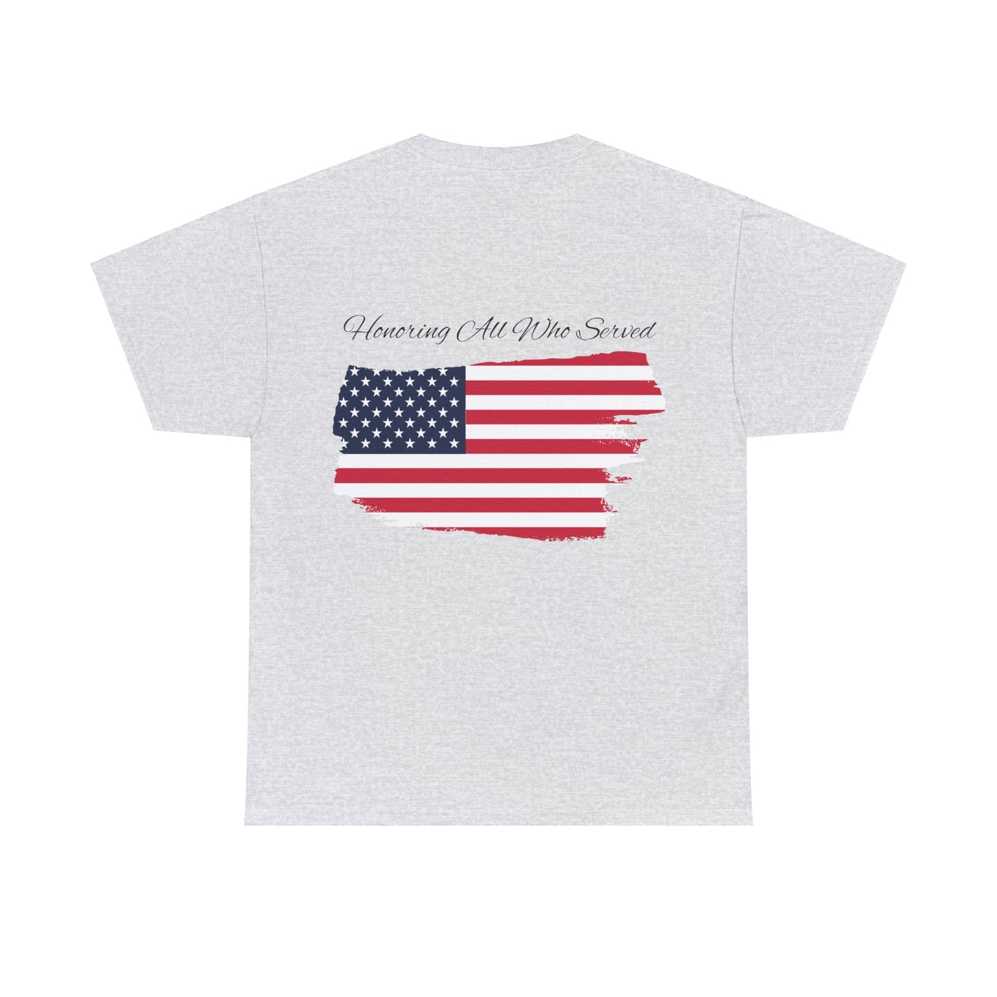 Unisex cotton tee with 'Honoring All Who Served' print for veterans tribute43