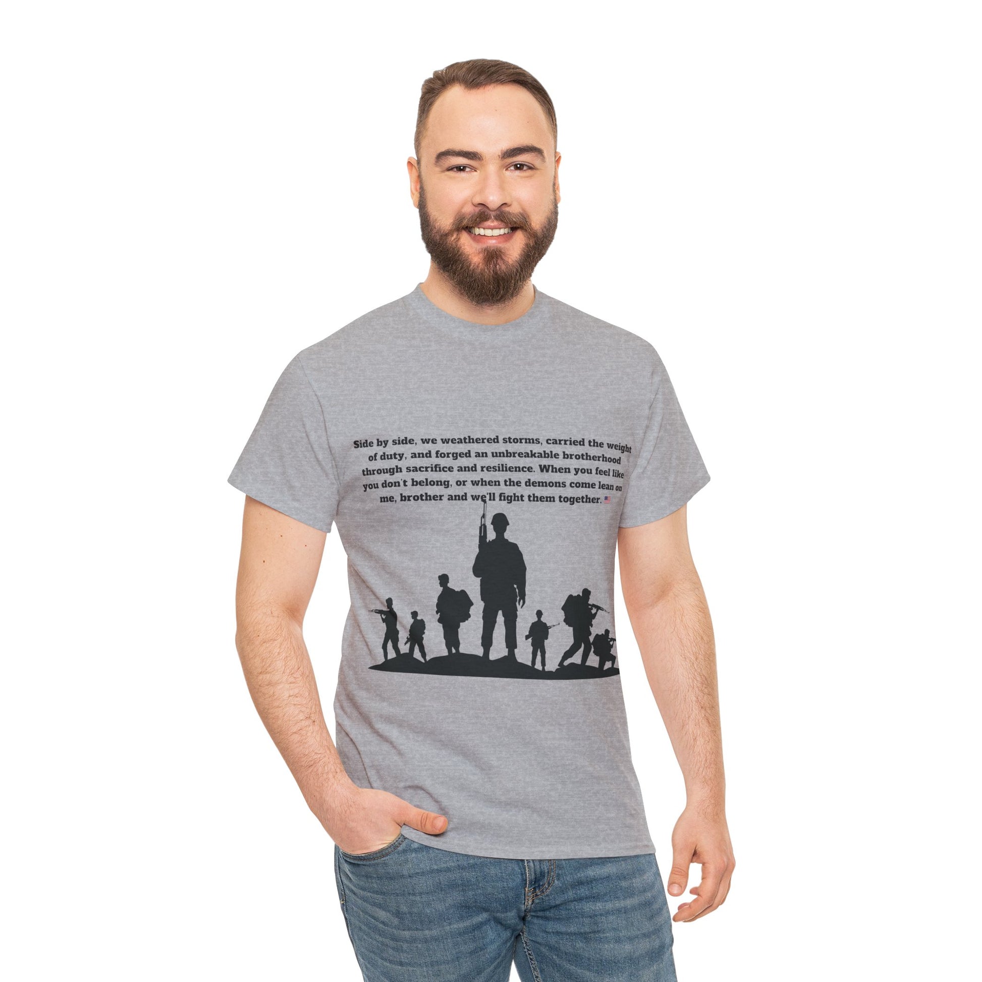 Unisex cotton tee with 'Honoring All Who Served' print for veterans tribute15