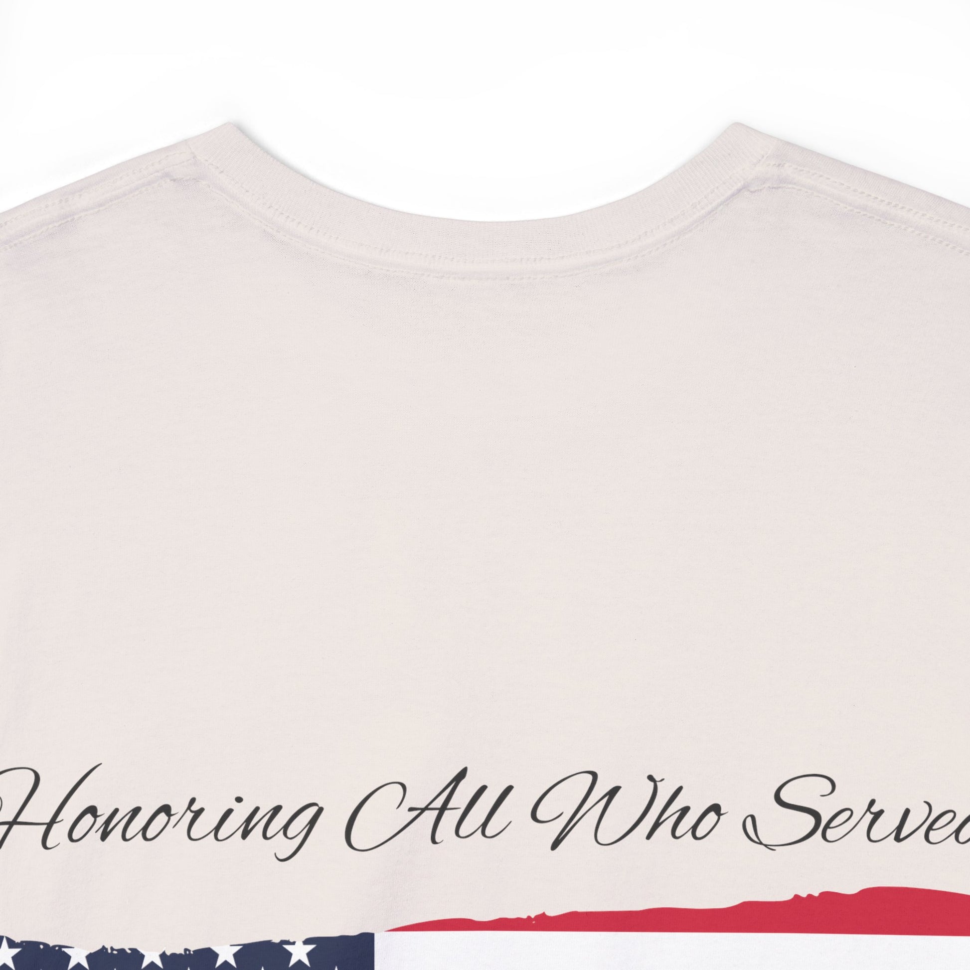 Unisex cotton tee with 'Honoring All Who Served' print for veterans tribute28