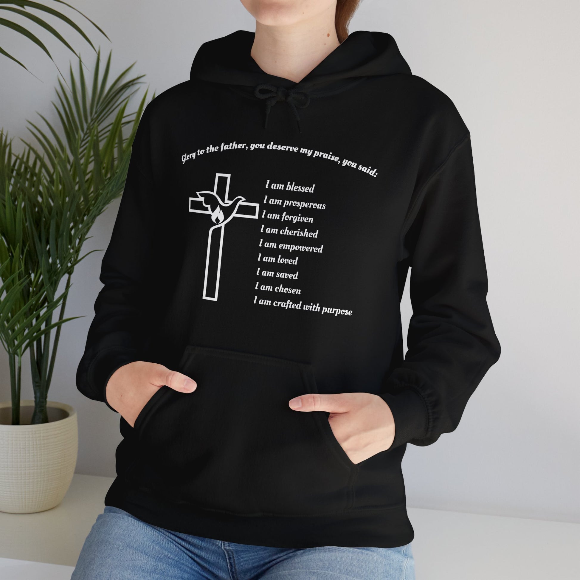 I am Glory to the Father Hooded Sweatshirt Unisex Cozy Heavy Blend42