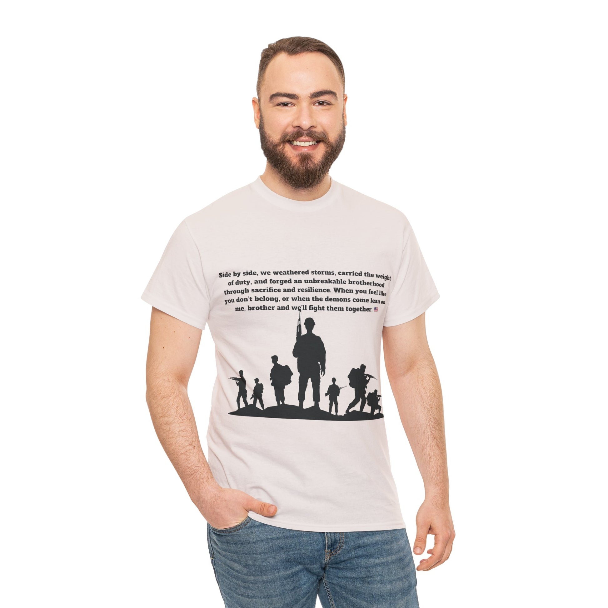 Unisex cotton tee with 'Honoring All Who Served' print for veterans tribute42
