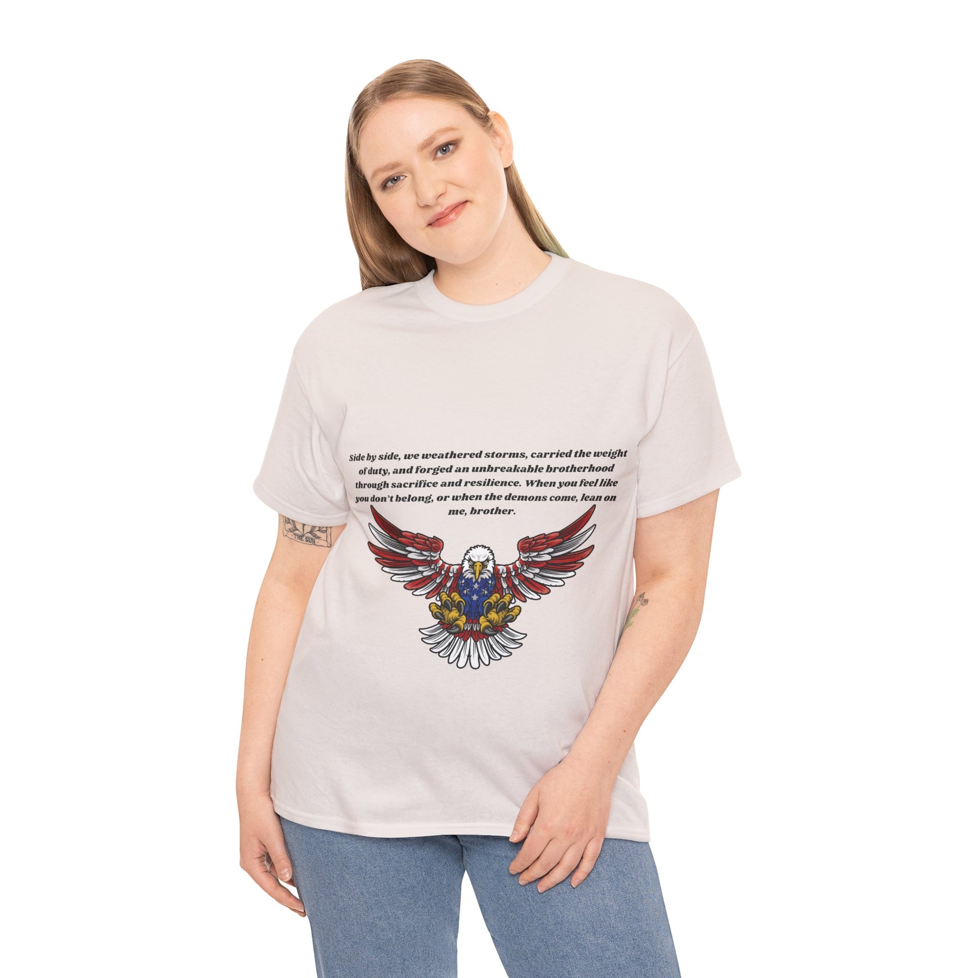 Patriotic Eagle Heavy Cotton Tee - Honoring our Soldiers T-Shirt2