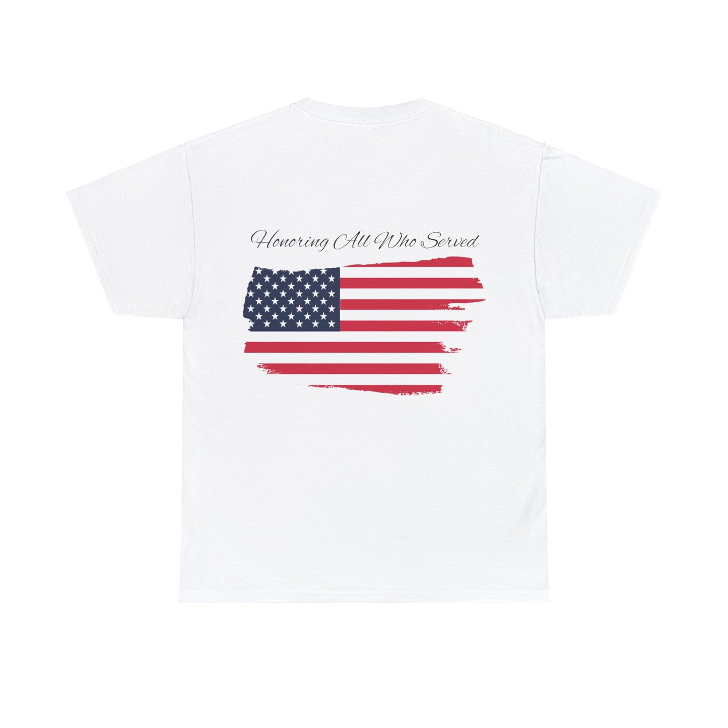 Unisex cotton tee with 'Honoring All Who Served' print for veterans tribute18