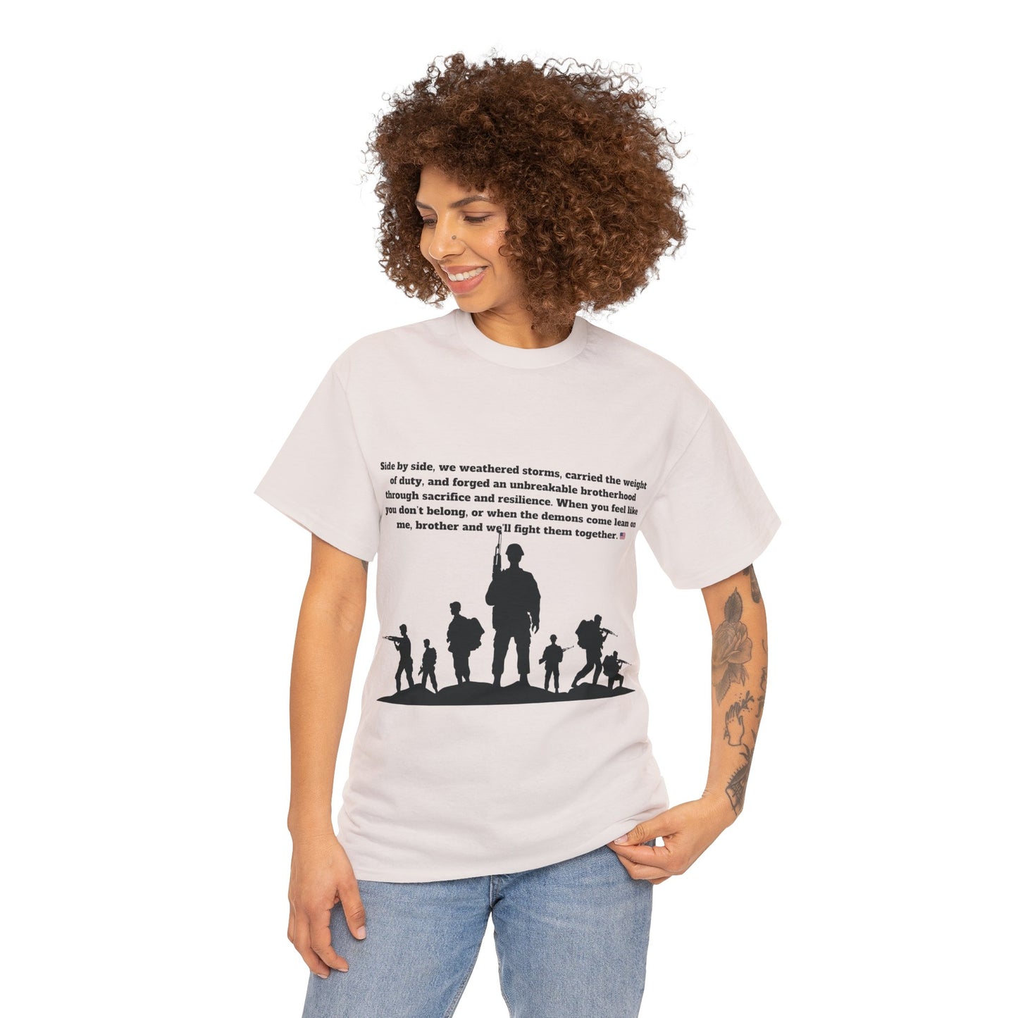 Unisex cotton tee with 'Honoring All Who Served' print for veterans tribute16