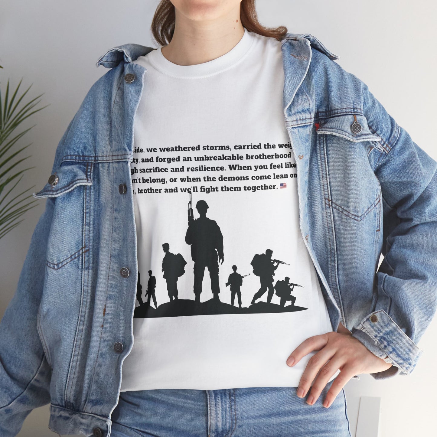 Unisex cotton tee with 'Honoring All Who Served' print for veterans tribute19