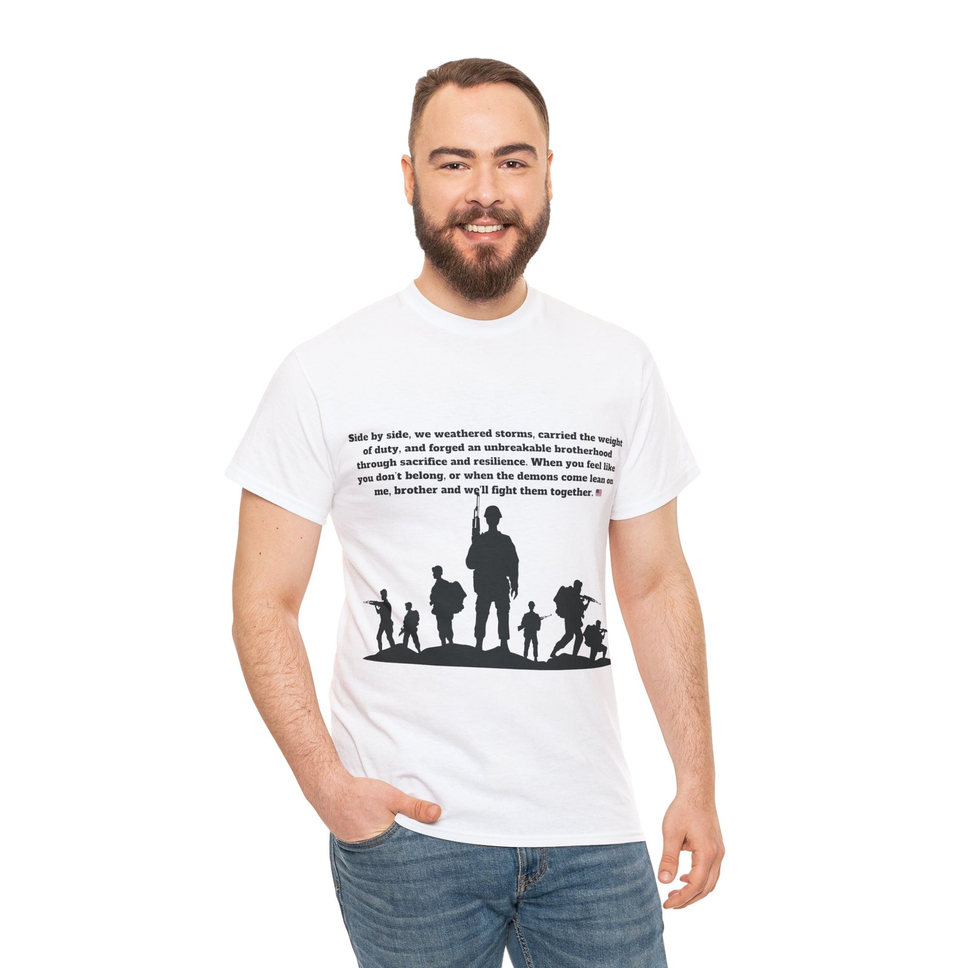 Unisex cotton tee with 'Honoring All Who Served' print for veterans tribute3