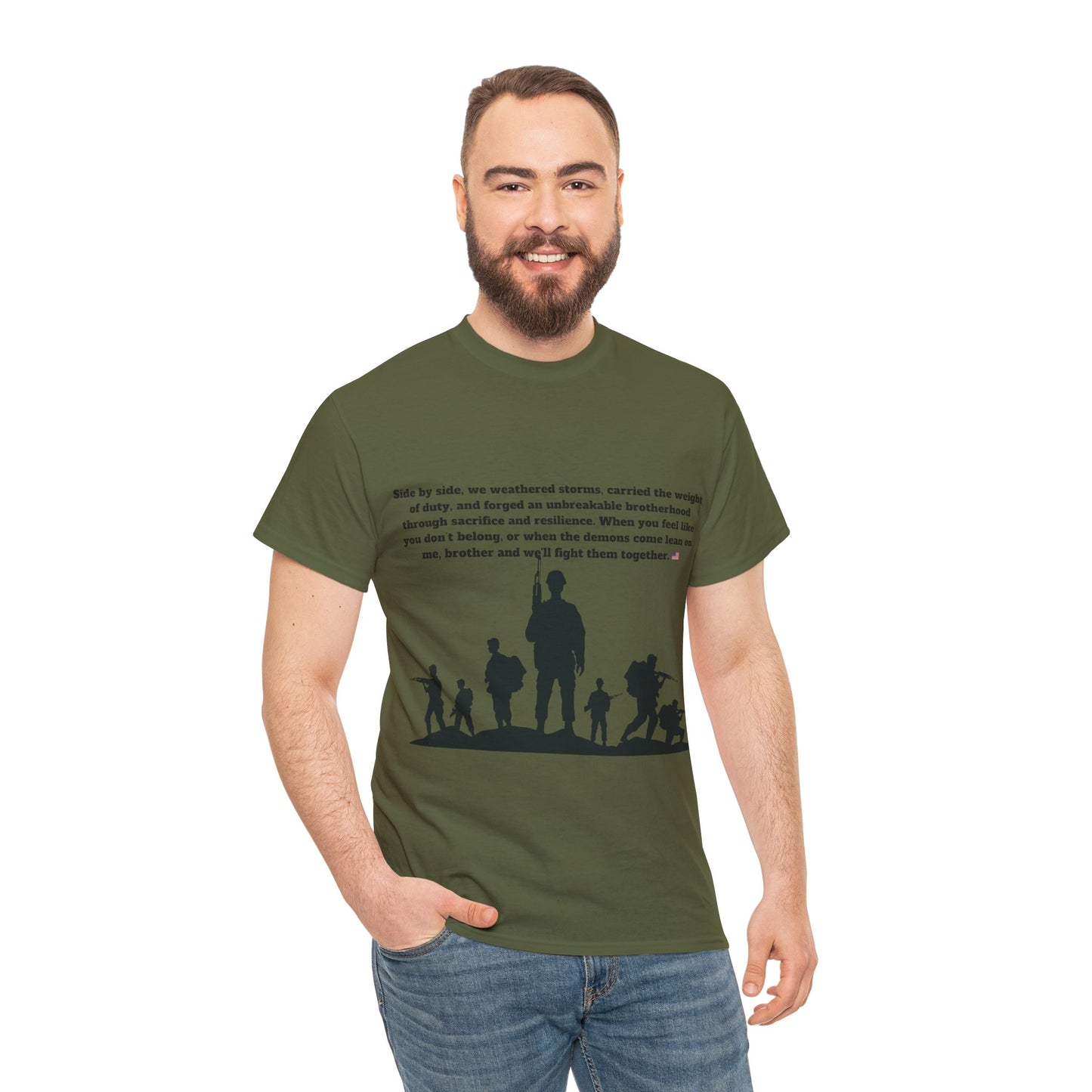 Unisex cotton tee with 'Honoring All Who Served' print for veterans tribute4