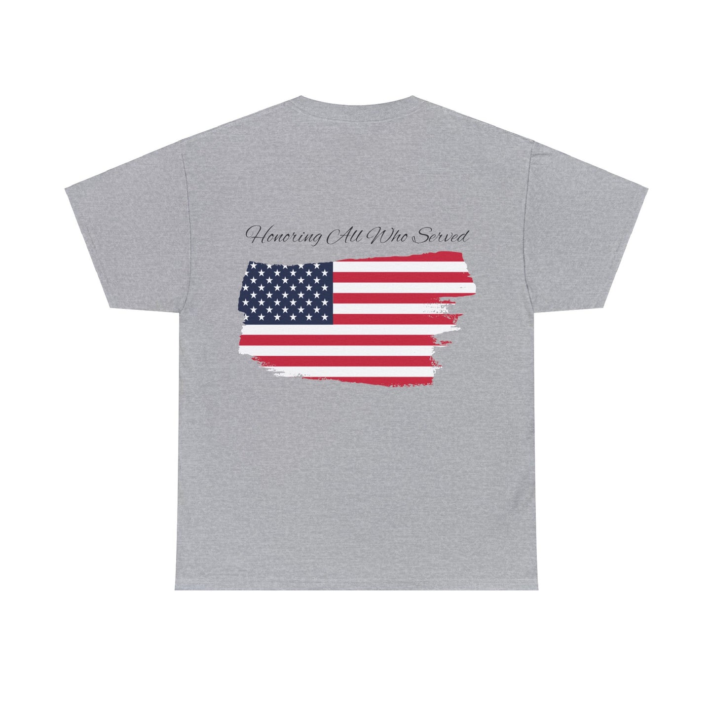 Unisex cotton tee with 'Honoring All Who Served' print for veterans tribute26