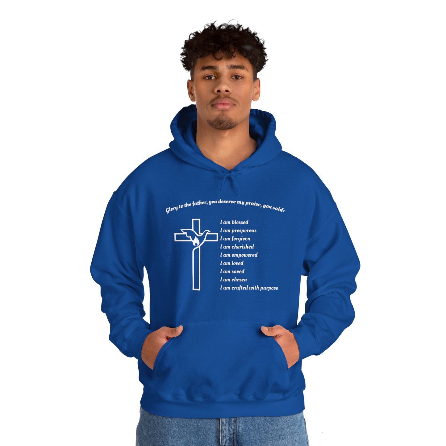 I am Glory to the Father Hooded Sweatshirt Unisex Cozy Heavy Blend10