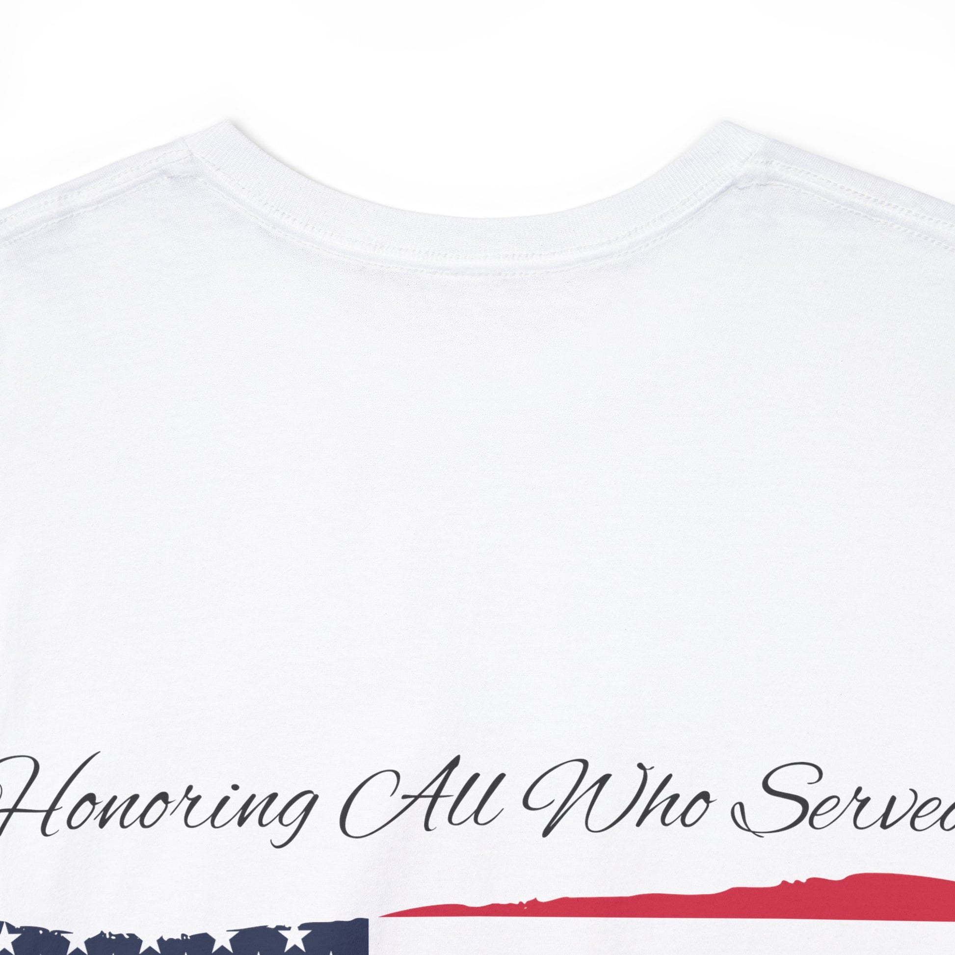 Unisex cotton tee with 'Honoring All Who Served' print for veterans tribute45