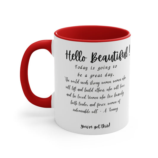 Hello Beautiful 11oz Ceramic Mug - Chic Stylish Coffee Cup for Home or Office1