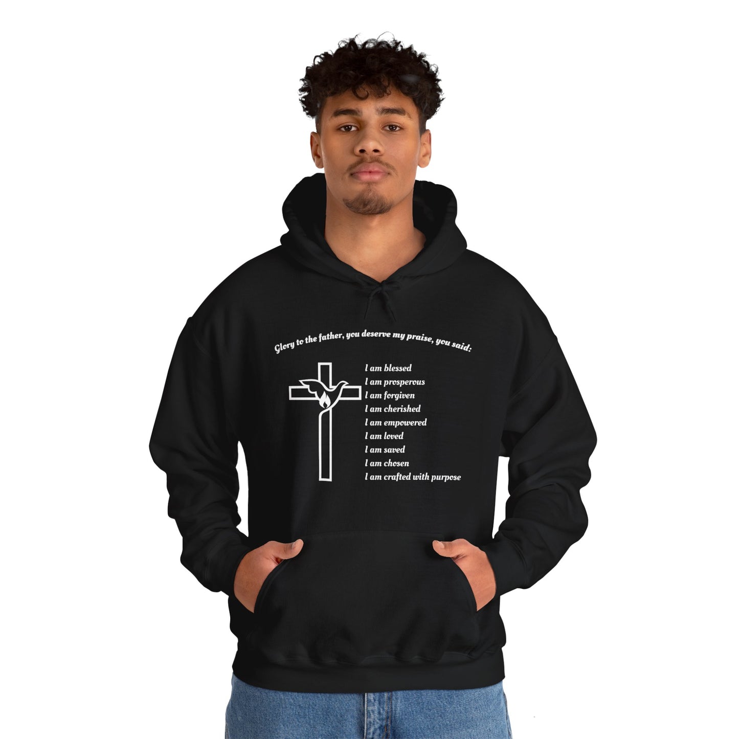 I am Glory to the Father Hooded Sweatshirt Unisex Cozy Heavy Blend4