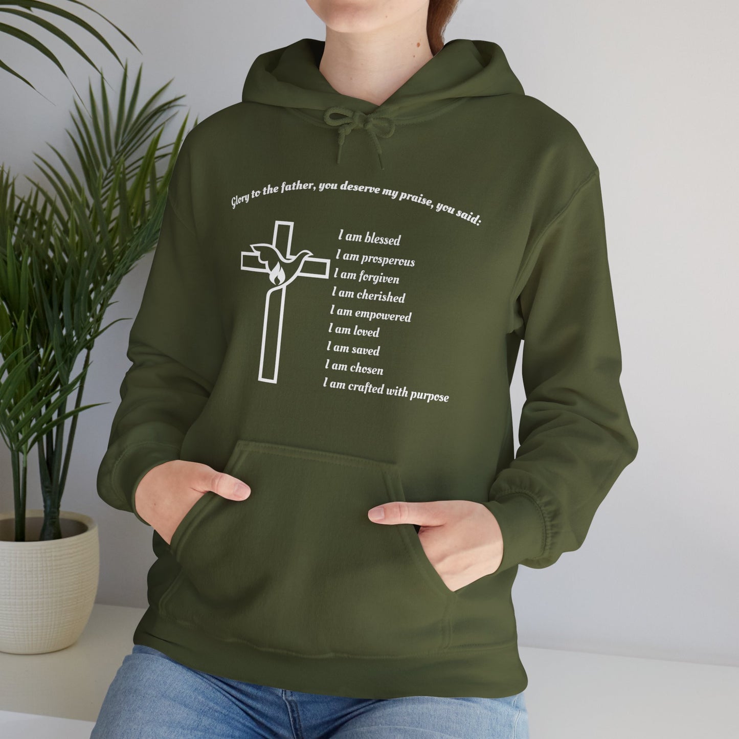 I am Glory to the Father Hooded Sweatshirt Unisex Cozy Heavy Blend9
