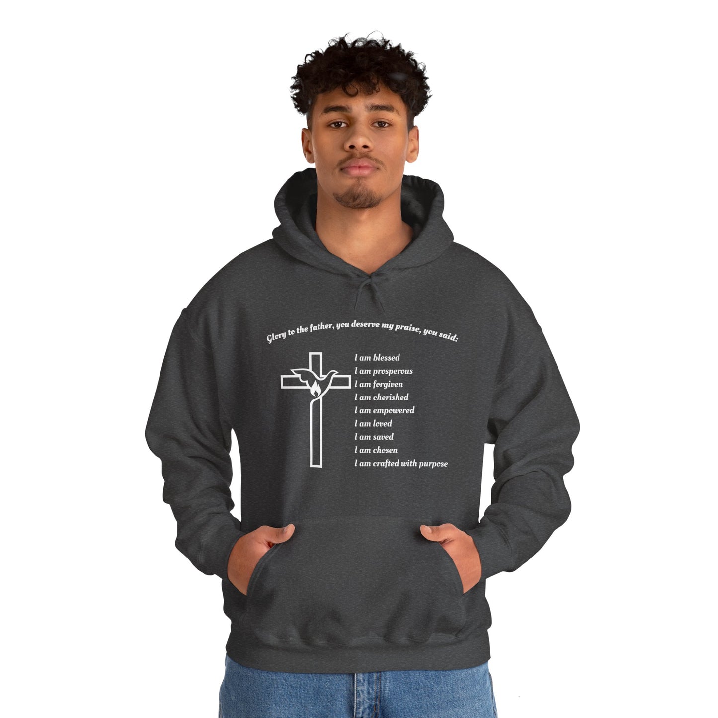 I am Glory to the Father Hooded Sweatshirt Unisex Cozy Heavy Blend46
