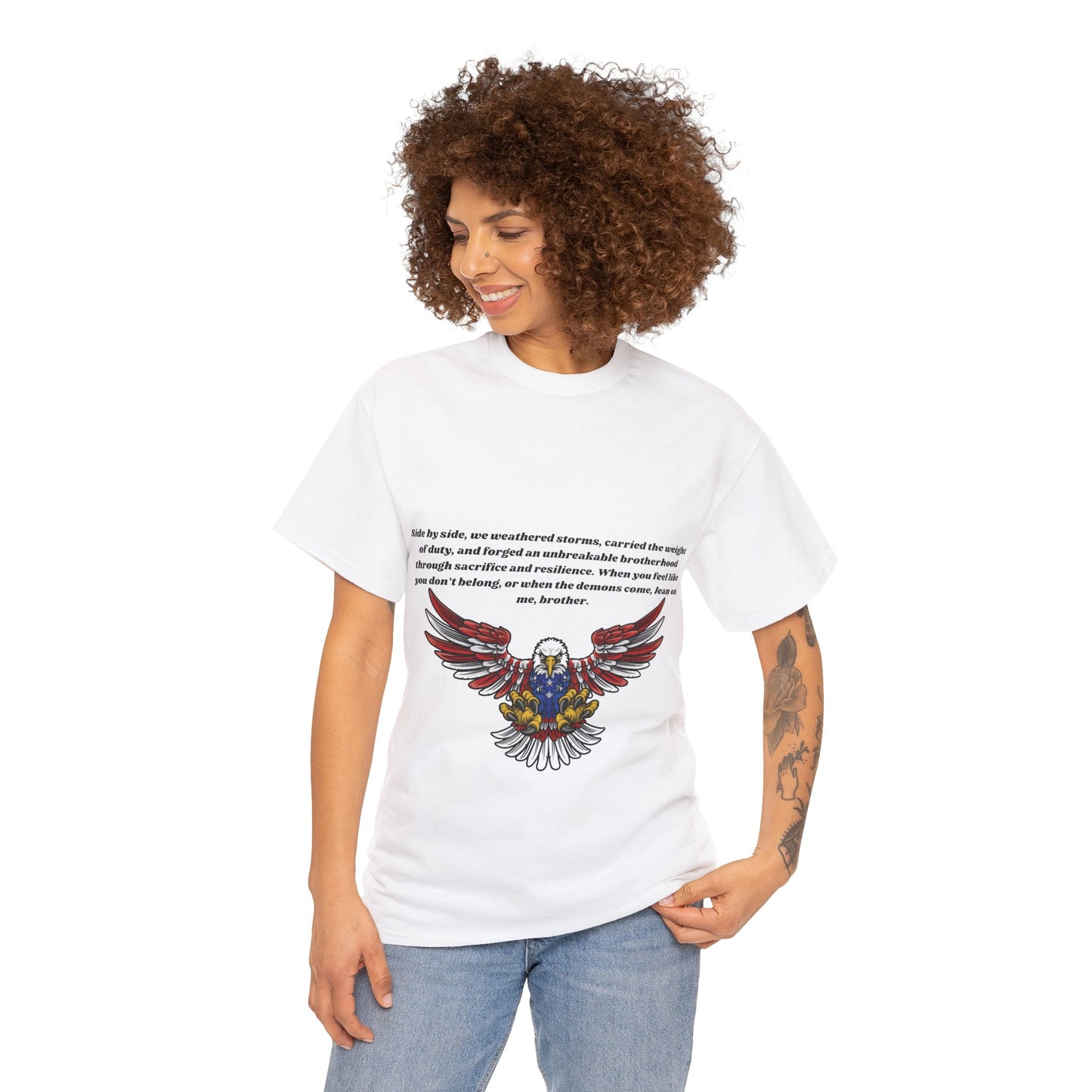 Patriotic Eagle Heavy Cotton Tee - Honoring our Soldiers T-Shirt3