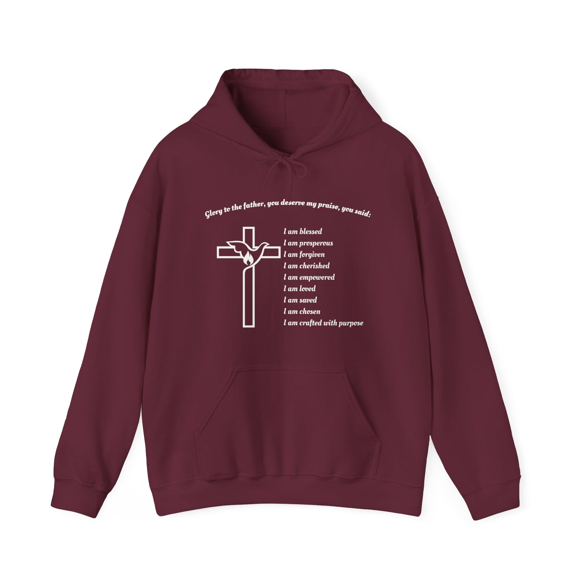 I am Glory to the Father Hooded Sweatshirt Unisex Cozy Heavy Blend50
