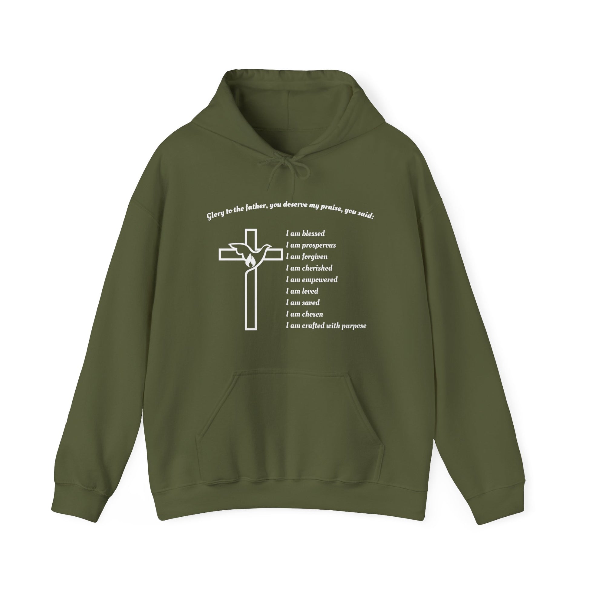 I am Glory to the Father Hooded Sweatshirt Unisex Cozy Heavy Blend49