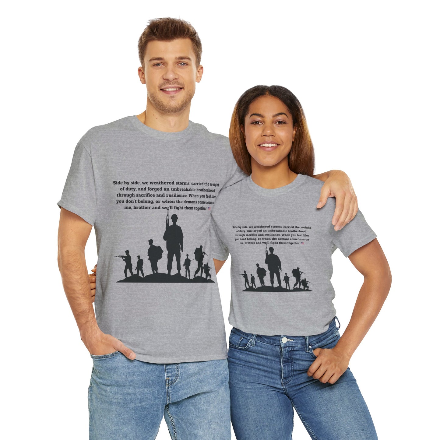 Unisex cotton tee with 'Honoring All Who Served' print for veterans tribute20
