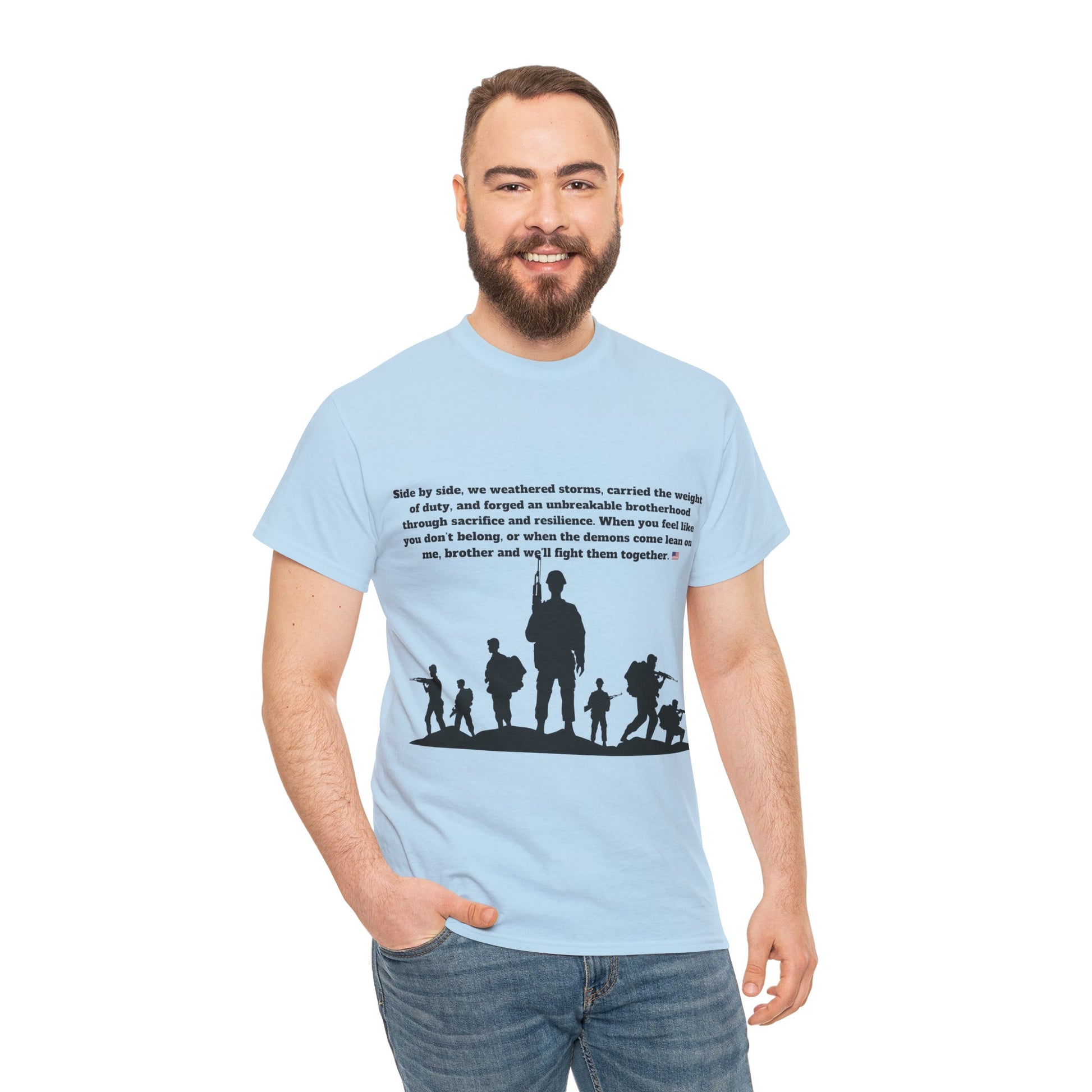 Unisex cotton tee with 'Honoring All Who Served' print for veterans tribute7
