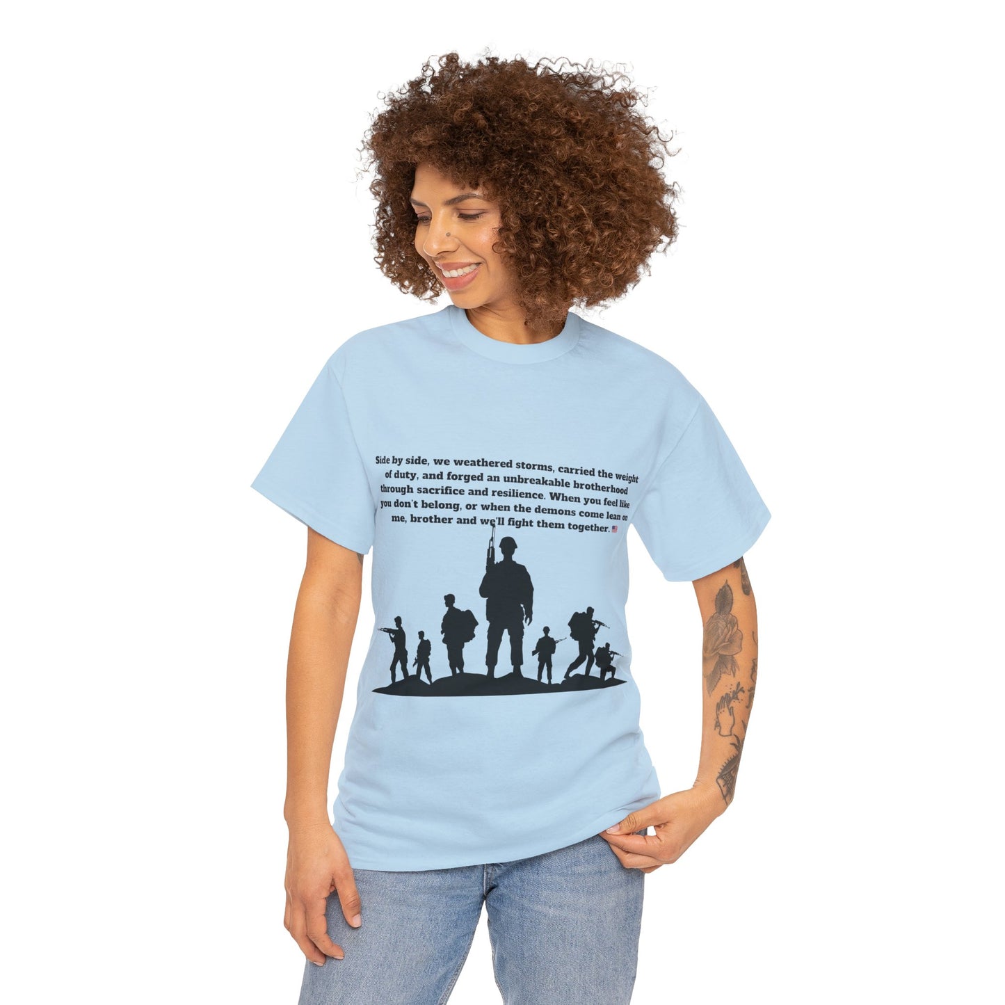 Unisex cotton tee with 'Honoring All Who Served' print for veterans tribute8