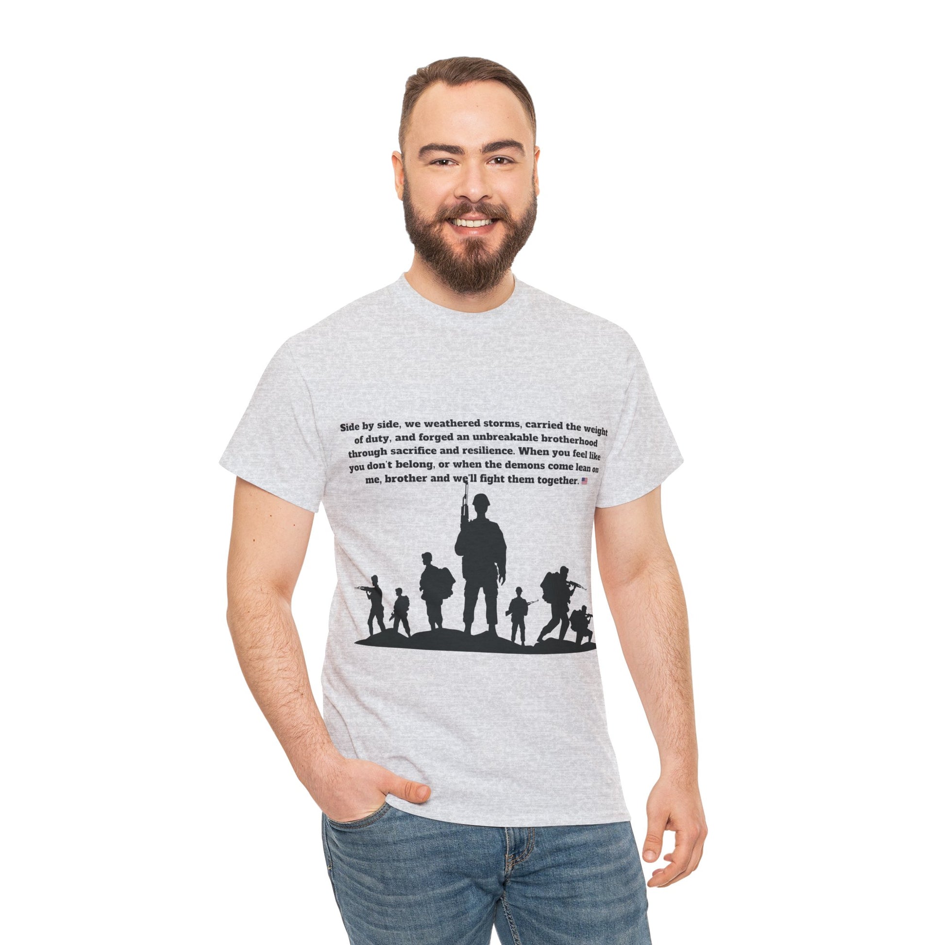 Unisex cotton tee with 'Honoring All Who Served' print for veterans tribute10