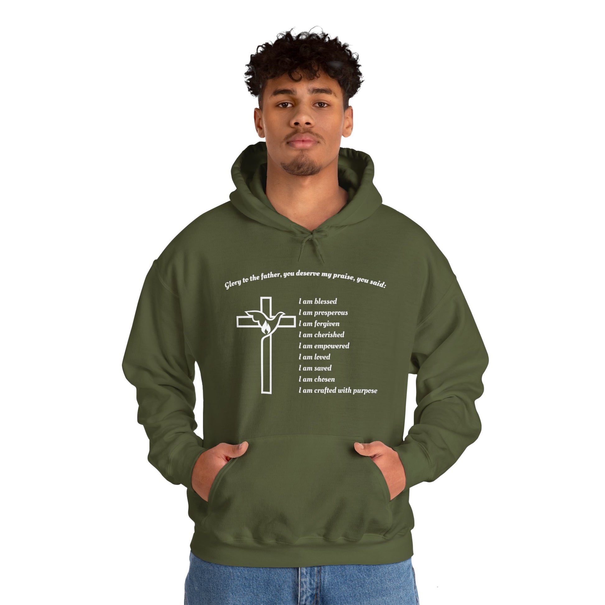 I am Glory to the Father Hooded Sweatshirt Unisex Cozy Heavy Blend37