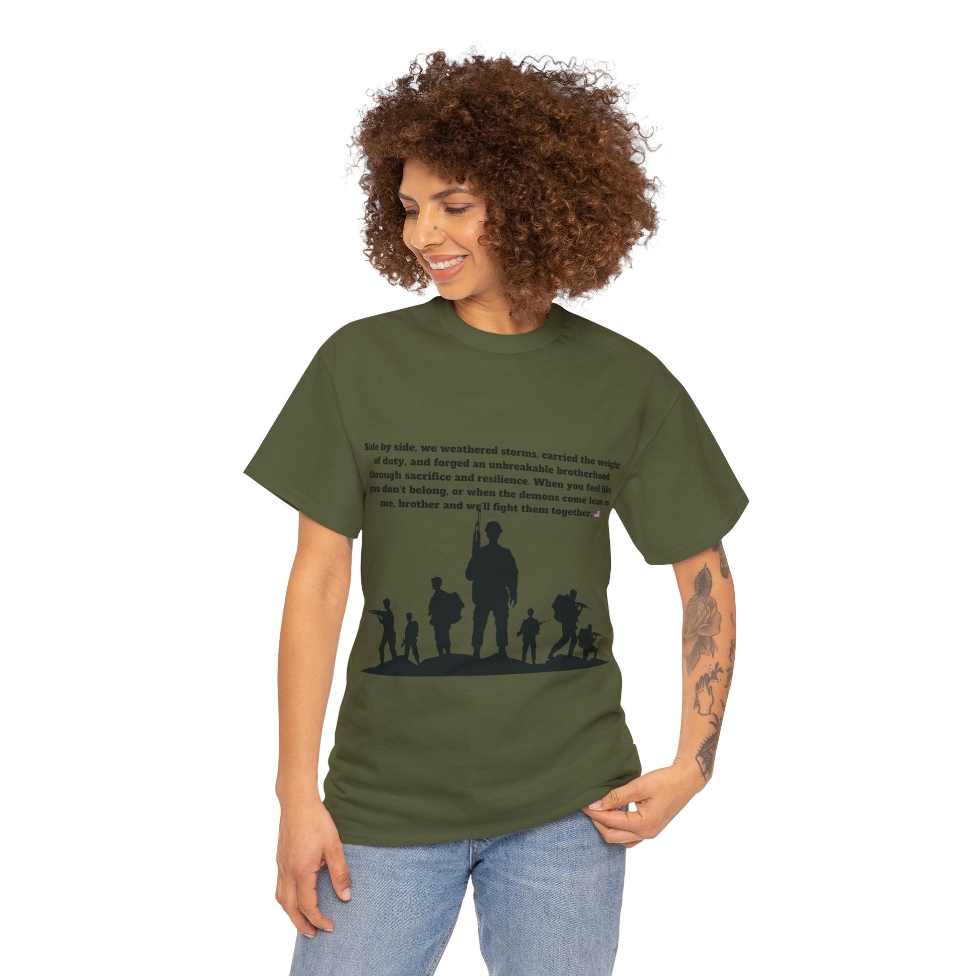Unisex cotton tee with 'Honoring All Who Served' print for veterans tribute13