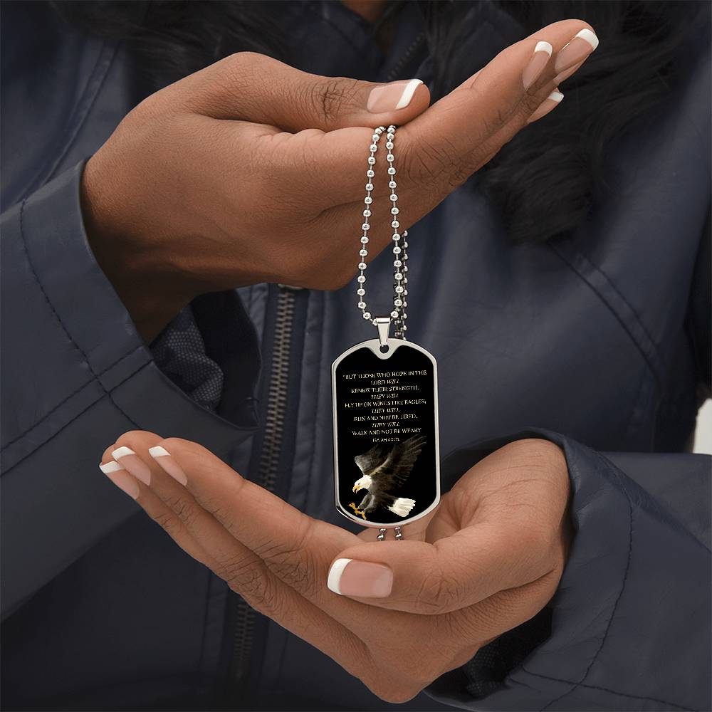 Inspirational 'But Those Who Hope In The Lord' stainless steel dog tag scripture jewelry5