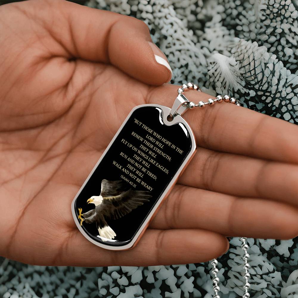 Inspirational 'But Those Who Hope In The Lord' stainless steel dog tag scripture jewelry12