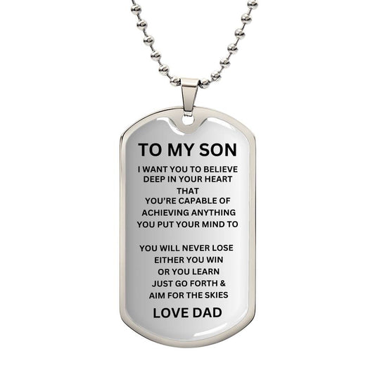 Personalized TO MY SON Dog Tag Necklace with Inspirational Message from Dad3