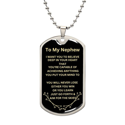 Stainless Steel 'To My Nephew' Engraved Dog Tag Necklace - Personalized Gift3