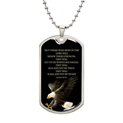 Inspirational 'But Those Who Hope In The Lord' stainless steel dog tag scripture jewelry10