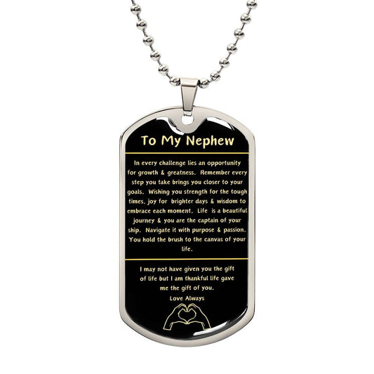 Stainless Steel 'To My Nephew' Dog Tag Necklace - Fashionable Gift for Your Nephew2