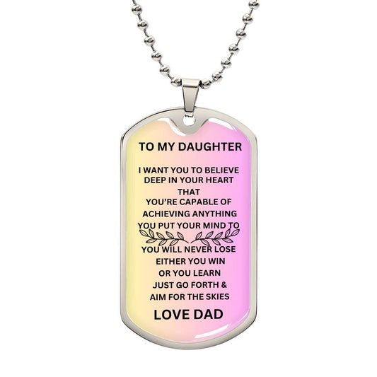 Engraved 'To My Daughter' Dog Tag Necklace - Custom Jewelry from Dad4