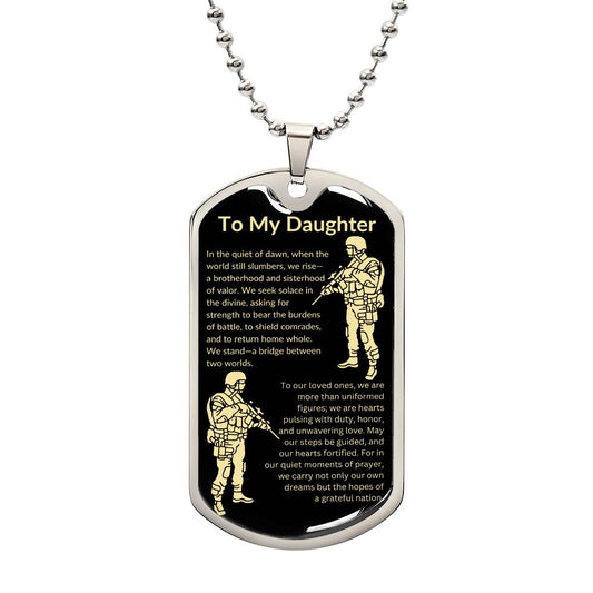 A soldier's Prayer Dog Tag necklace with 'To My Daughter' inscription - Military Inspired Jewelry5