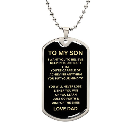 Inspirational To My Son Dog Tag Necklace with Love Dad message1