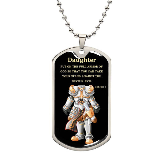 Daughter Full Armor of God Dog Tag necklace with inspirational engraving2
