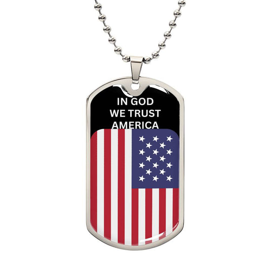 Patriotic 'In God We Trust' Dog Tag with American Emblem Necklace14
