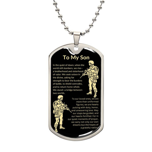 Inspirational Stainless Steel Soldier's Prayer Dog Tag Necklace To My Son4