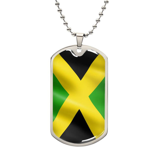 Jamaican Flag Dog Tag Necklace Patriotic Jewelry Accessory1
