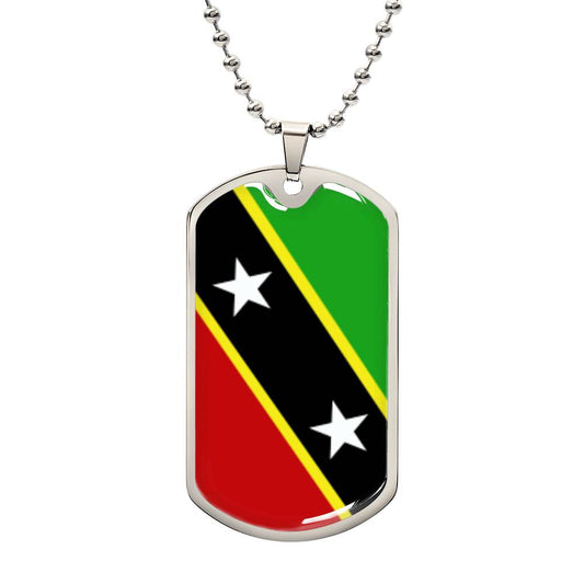 Fashionable dog tag with St Kitts and Nevis flag - Patriotic necklace accessory for pets4