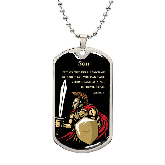 Full Armor Of God Dog Tag necklace with religious inscription5