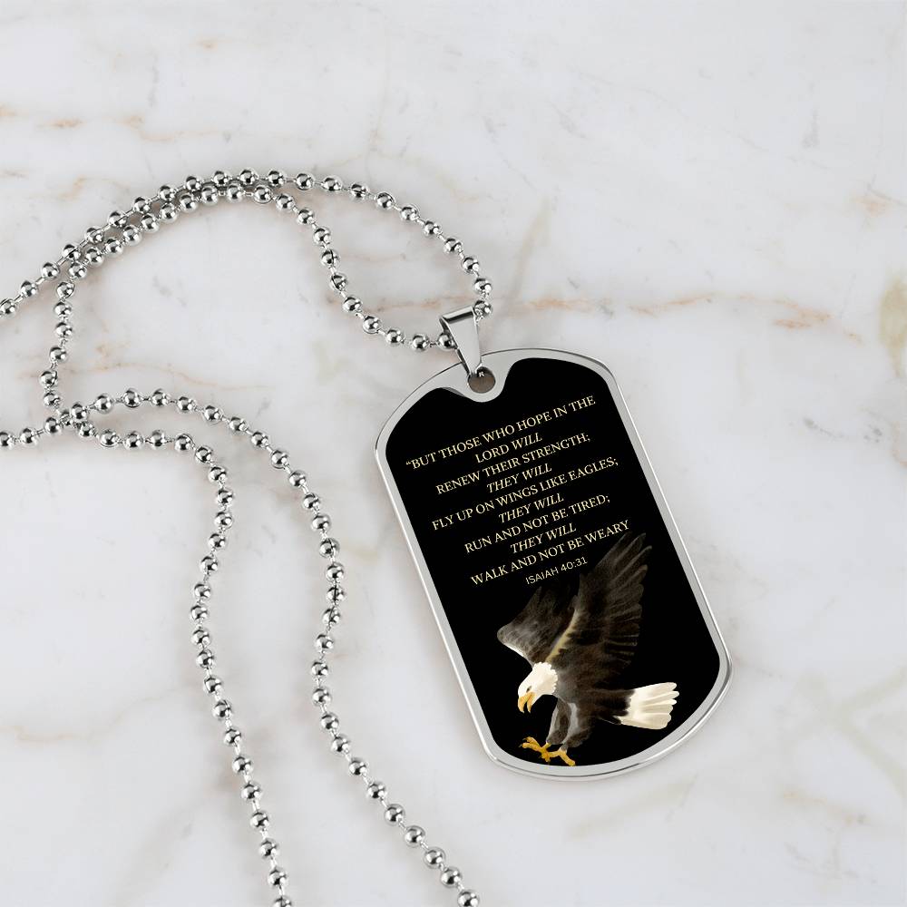 Inspirational 'But Those Who Hope In The Lord' stainless steel dog tag scripture jewelry6